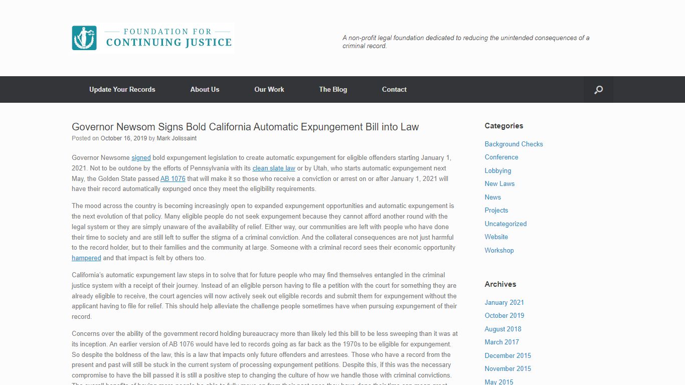 California Passes Automatic Expungement Law | Foundation For Continuing ...